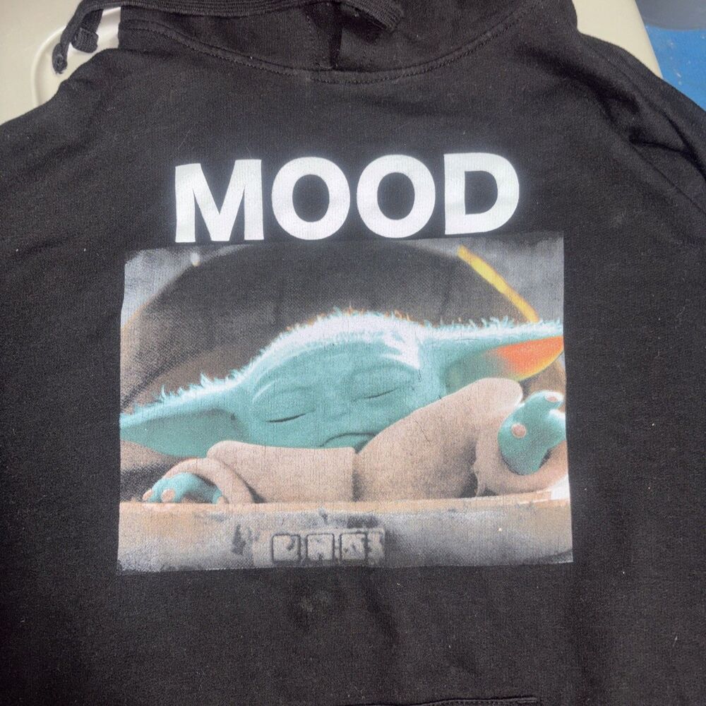 Baby Yoda Mandalorian Star Wars Sweatshirt Mad Engine Black Hoodie Mens L